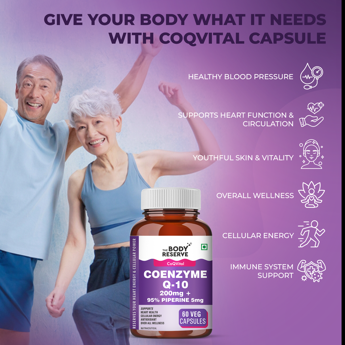 Coenzyme Q10 200mg 60 Veg Capsules Supplement for Heart & Vascular Health