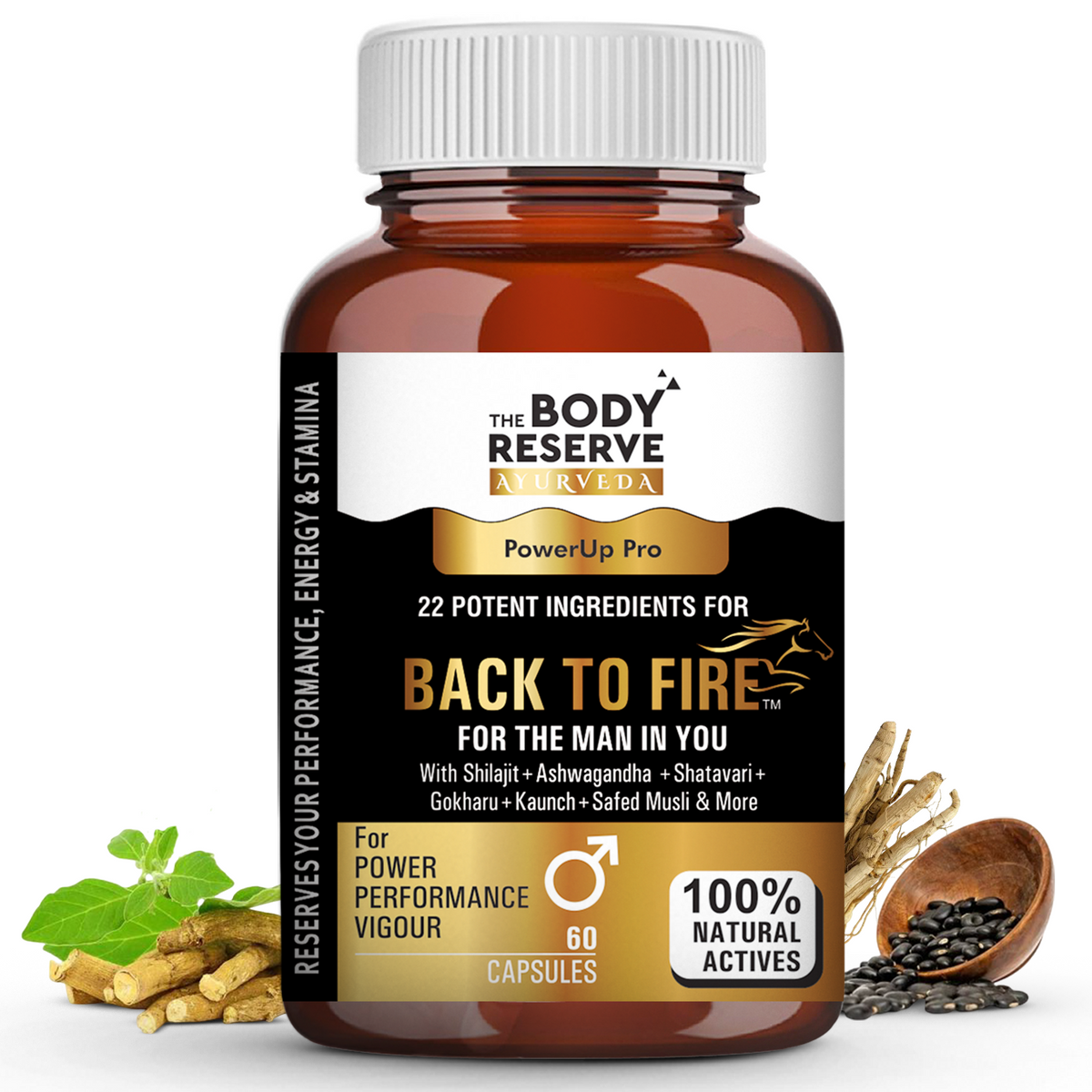 Back To Fire 60 Capsules For Men With 22 Ayurvedic Herbs for Stamina