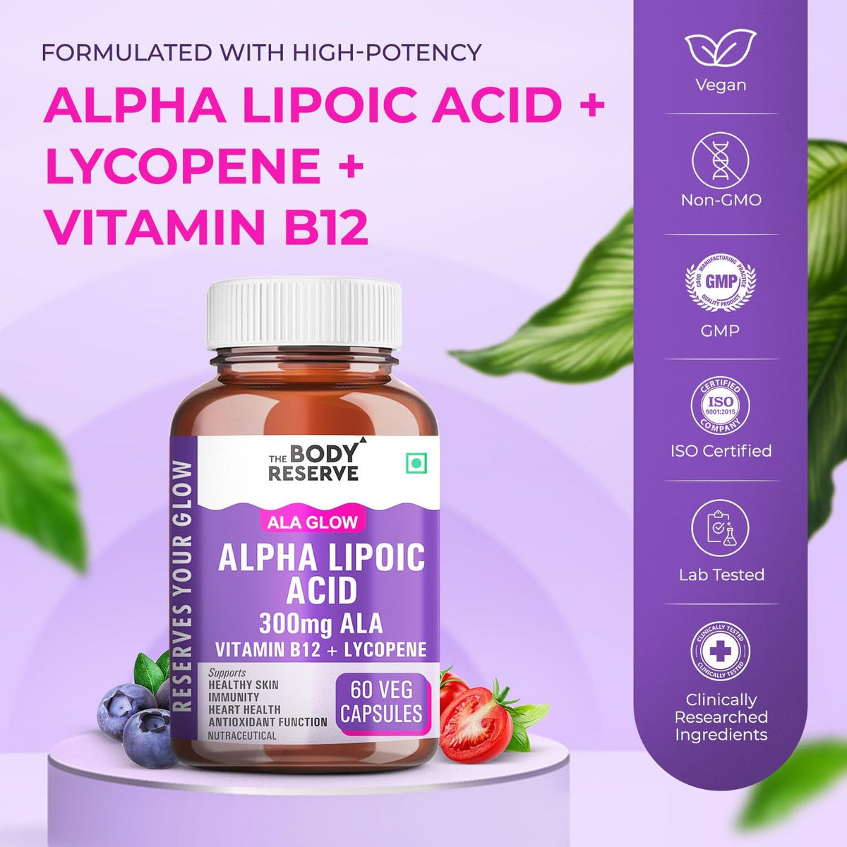 Alpha Lipoic Acid 300mg 60 Veg Capsules for Nerve Health, Energy