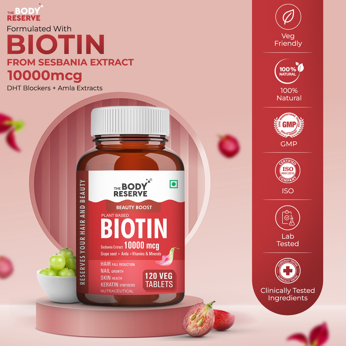 Biotin Tablets - 120 Veg Tablets,  10000 mcg