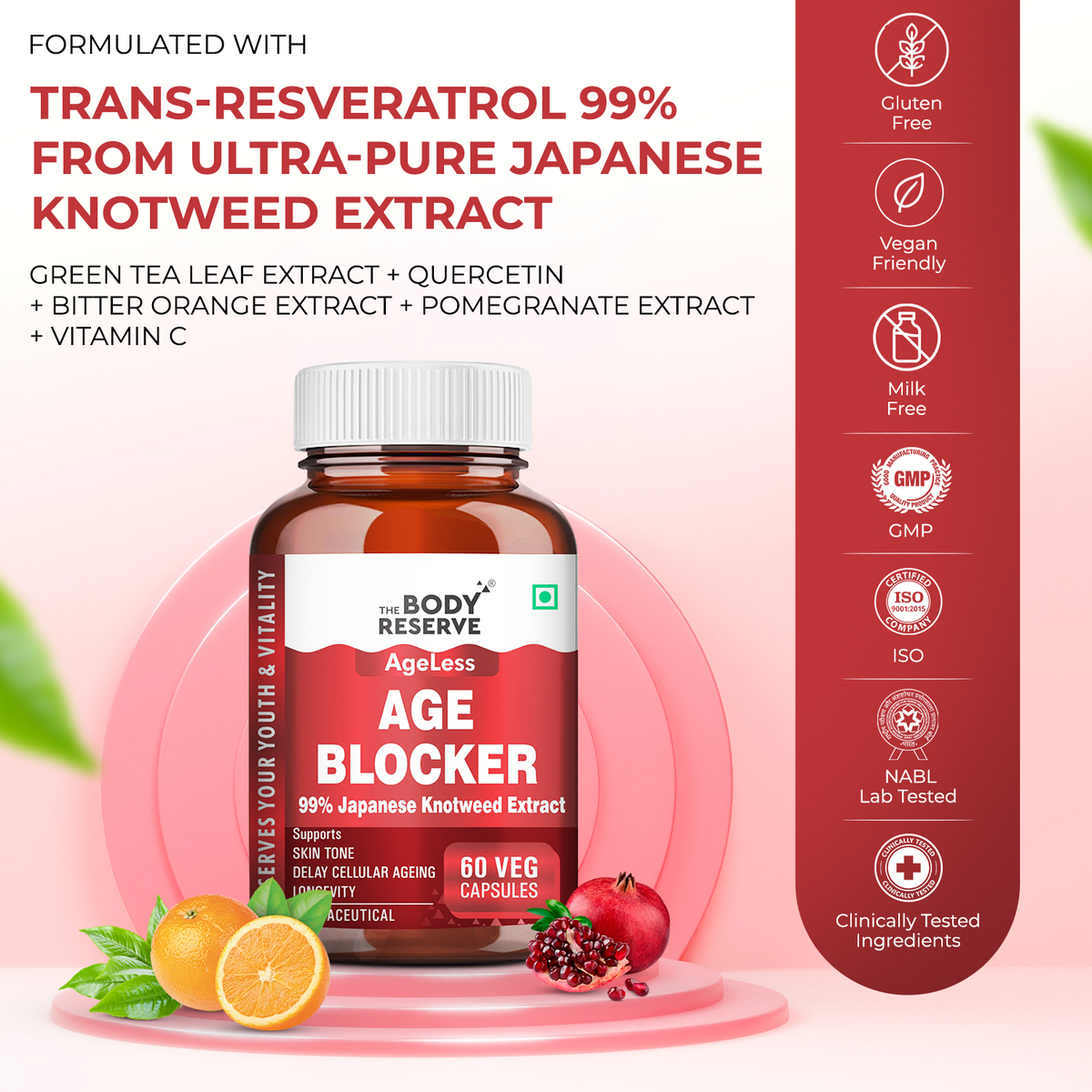 Age Blocker – Trans-Resveratrol 60 Veg Capsules Anti-Aging Supplement