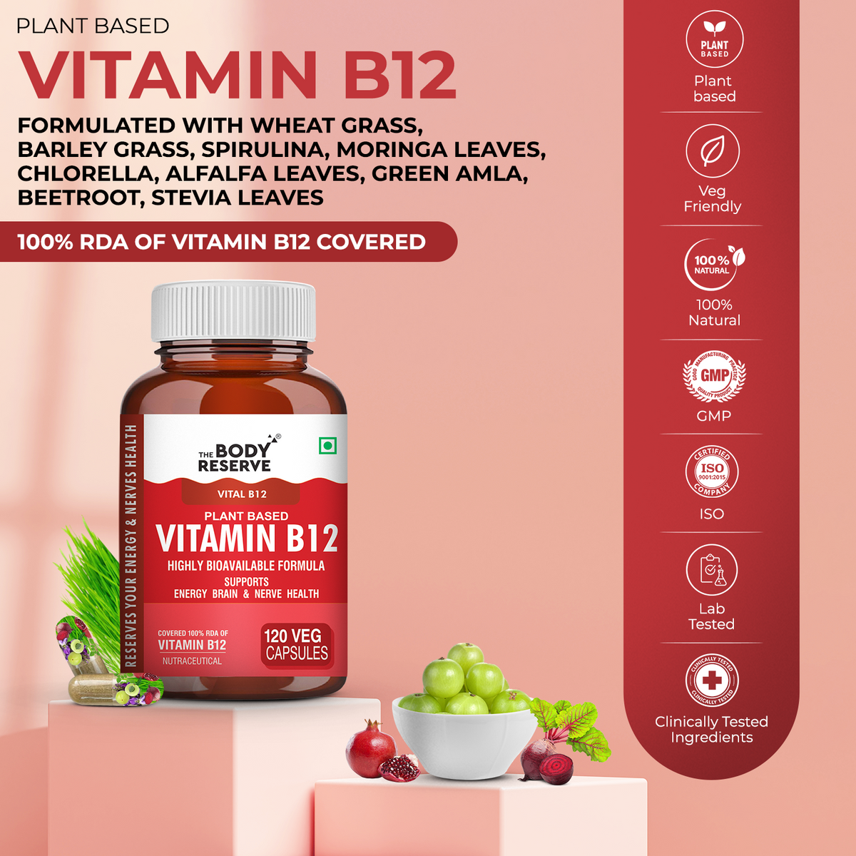 Vitamin B12 Supplement For Men & Women 120 Capsules