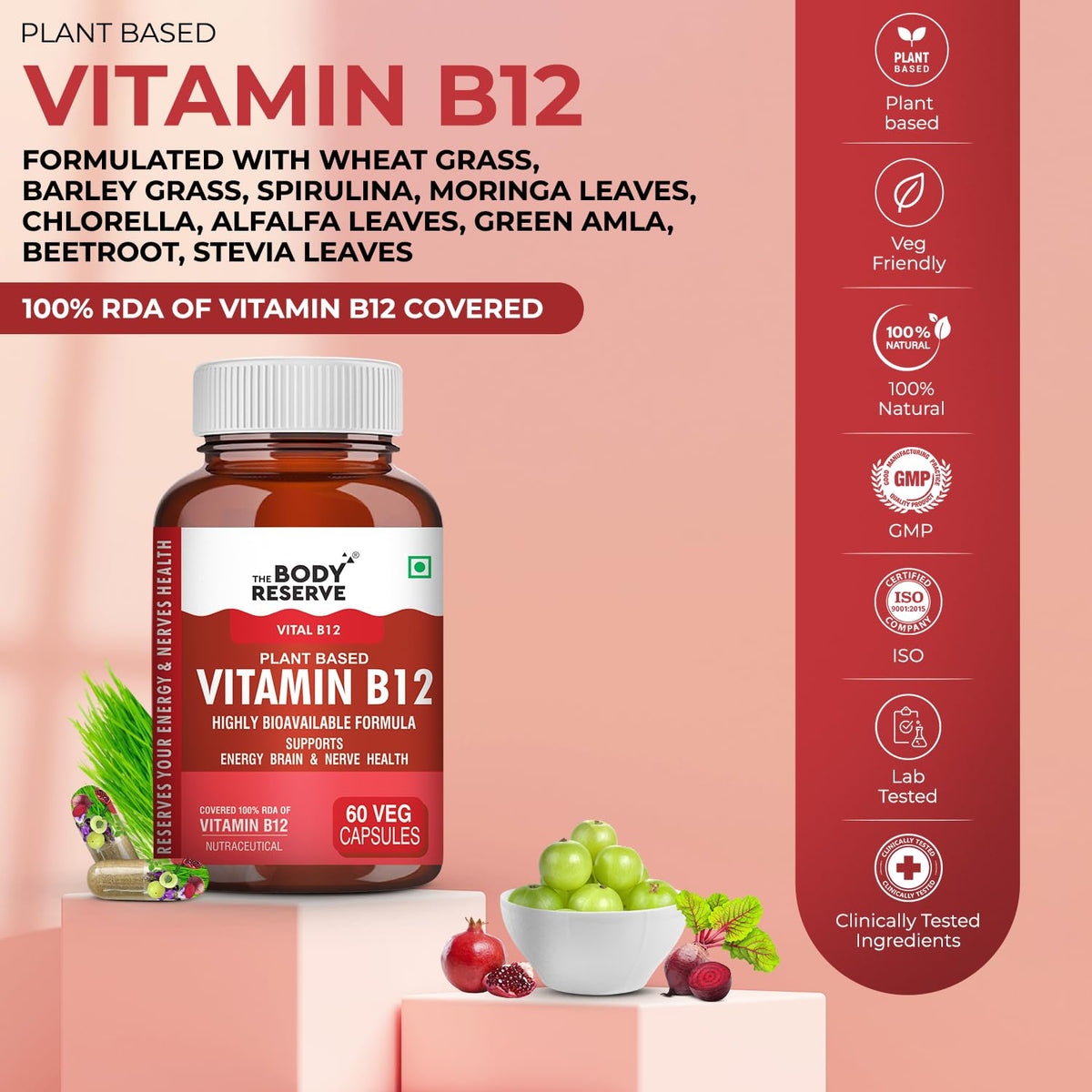 Vitamin B12 Supplement For Men & Women 60 Capsules