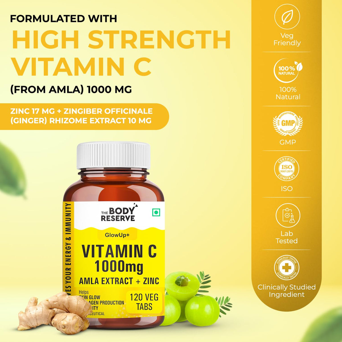 Vitamin C Supplements 120 Tablets For Glowing Skin