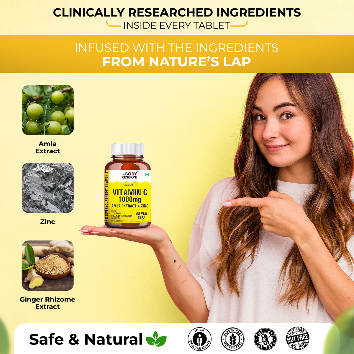 Vitamin C Supplements 60 Tablets For Immunity & Skin