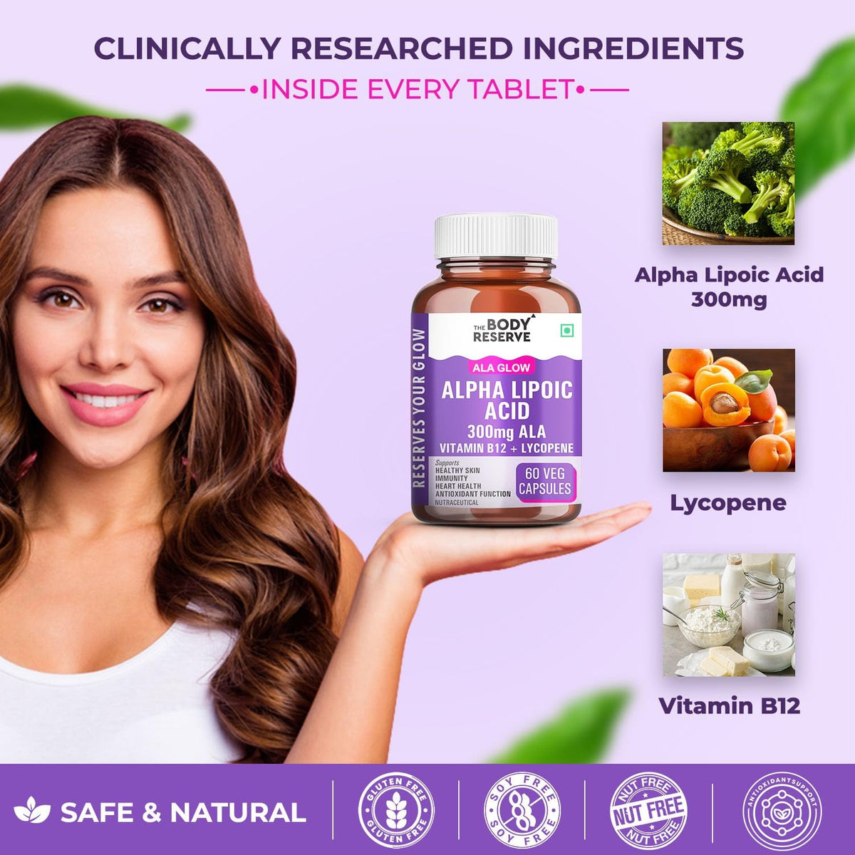 Alpha Lipoic Acid 300mg 60 Veg Capsules for Nerve Health, Energy