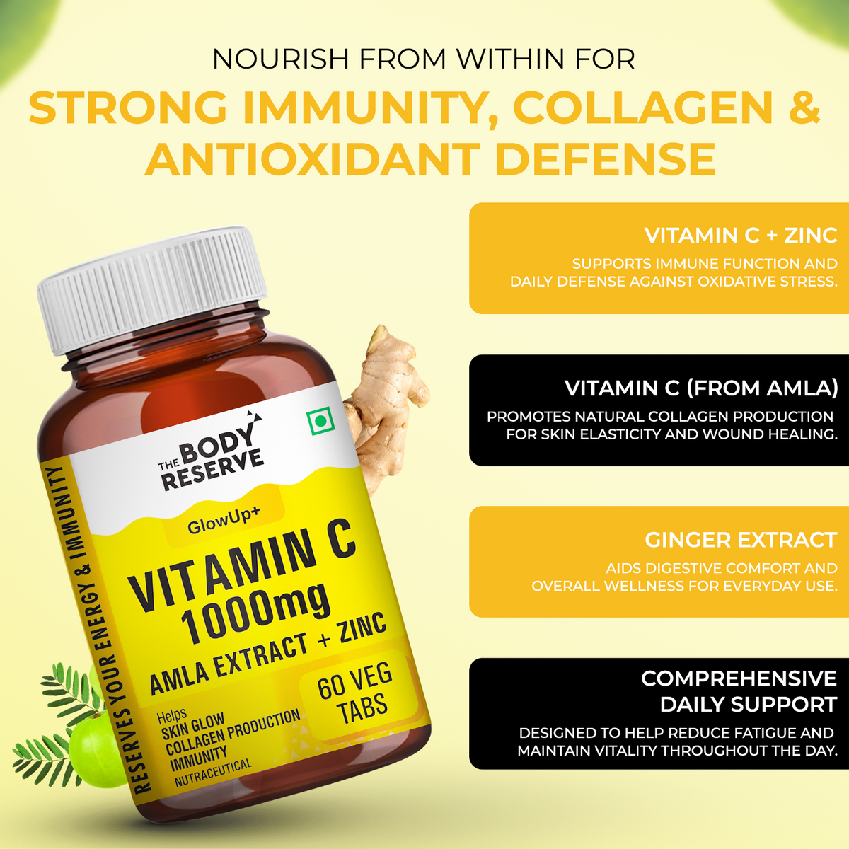 Vitamin C Supplements 60 Tablets For Immunity & Skin