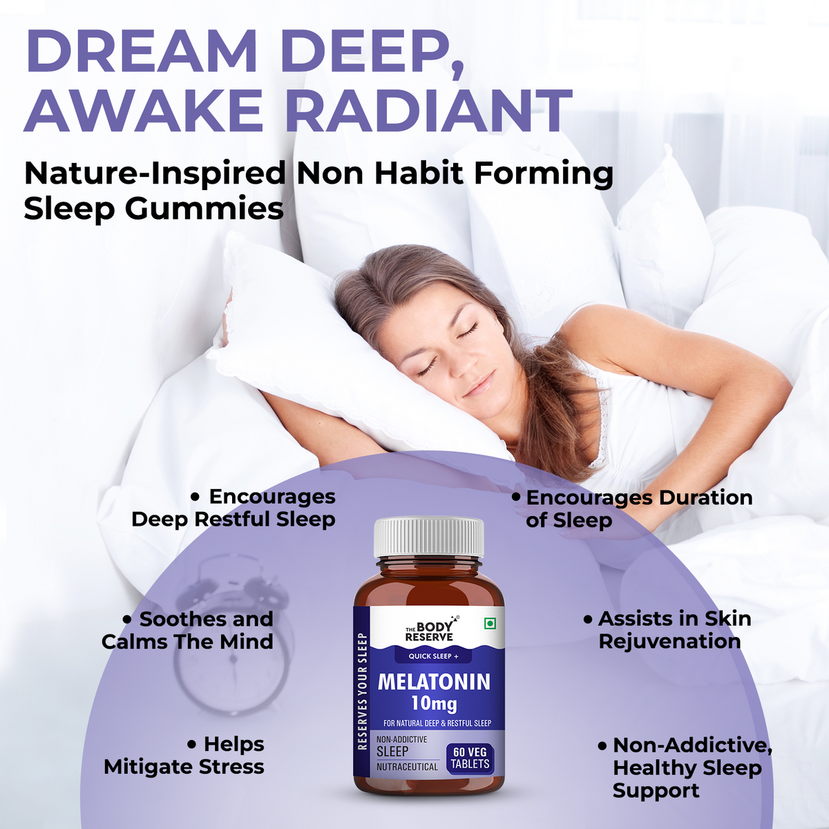Melatonin 10mg-60 Veg Tablets for Muscle & Stress Relief