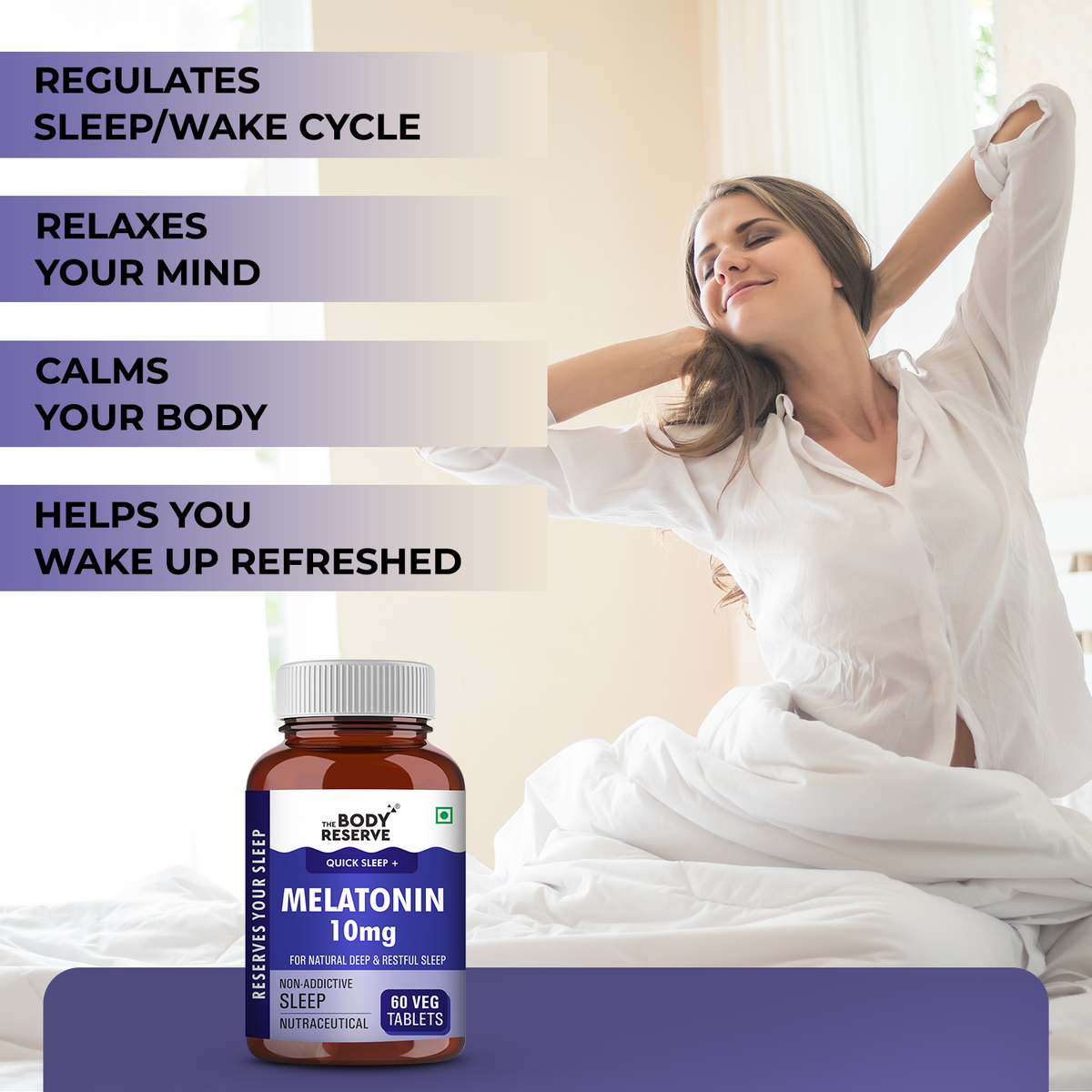Melatonin 10mg-60 Veg Tablets for Muscle & Stress Relief