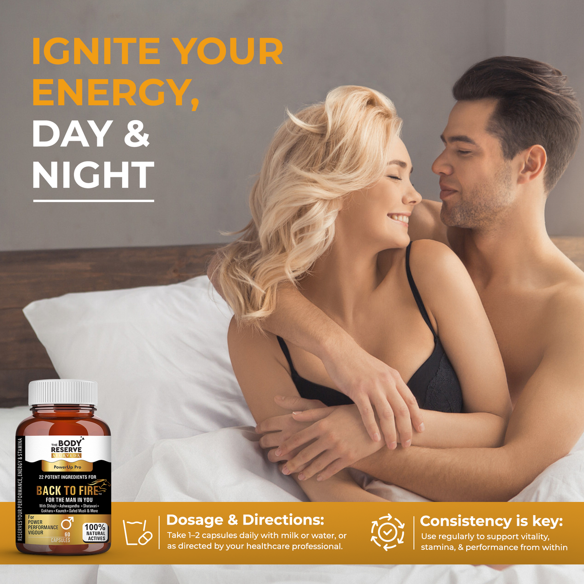 Back To Fire 60 Capsules For Men With 22 Ayurvedic Herbs for Stamina
